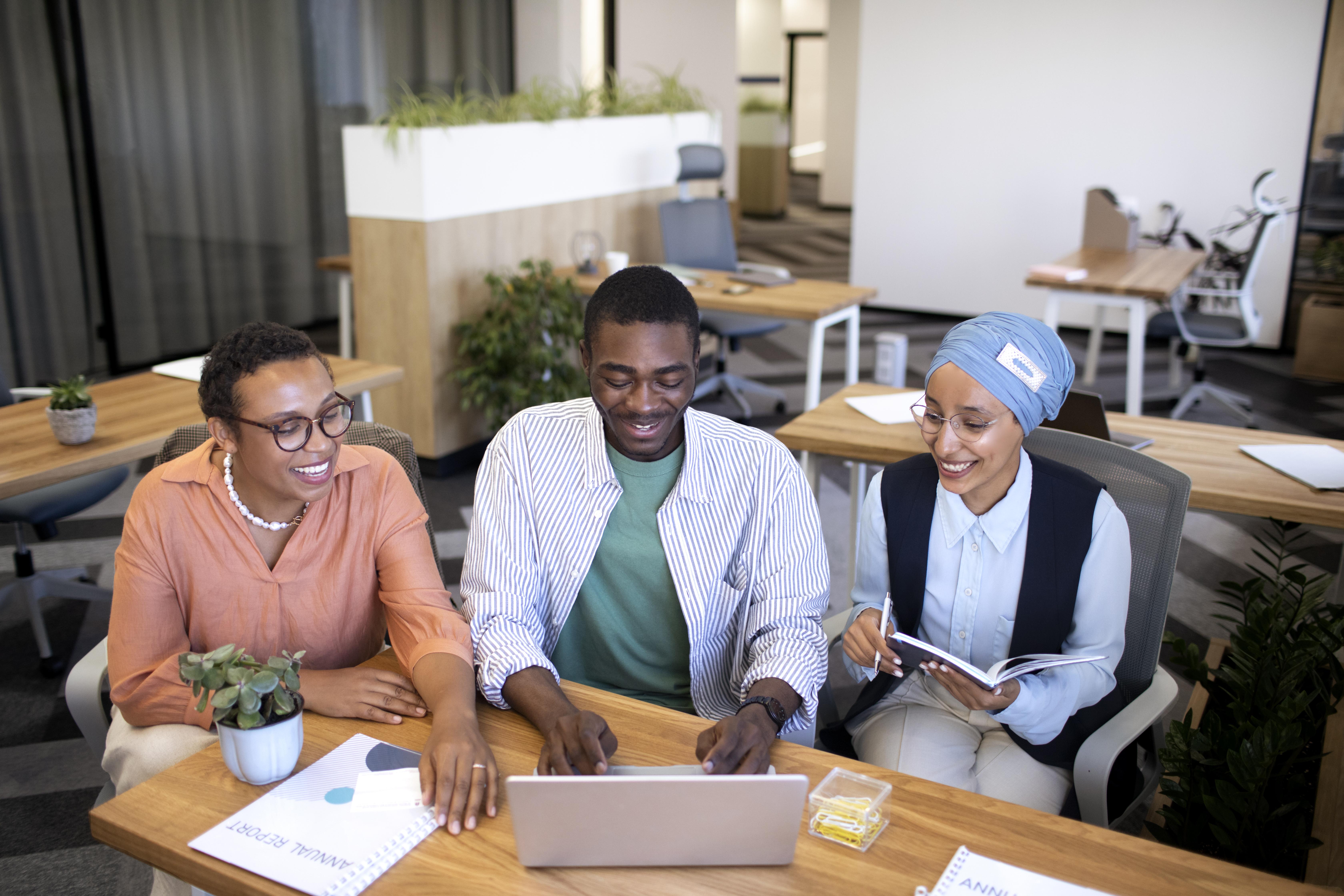 Business professionals working together